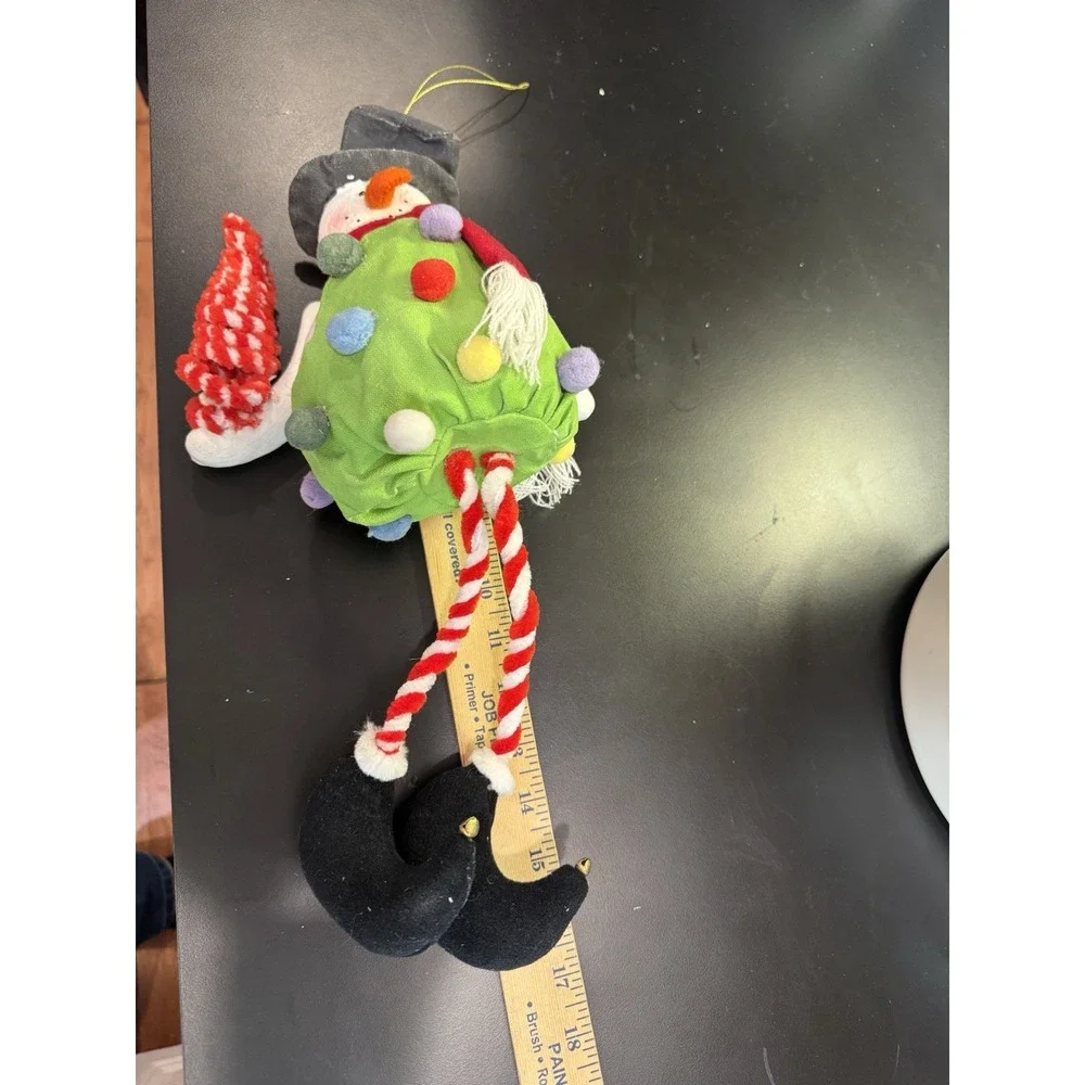 Snowman Shelf Sitter Painted Canvas Chanel Twist Christmas‎ Tree Pom Poms